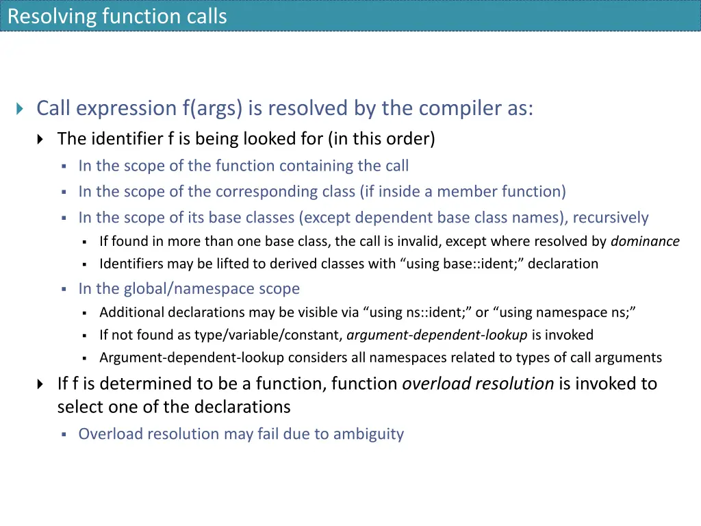 resolving function calls