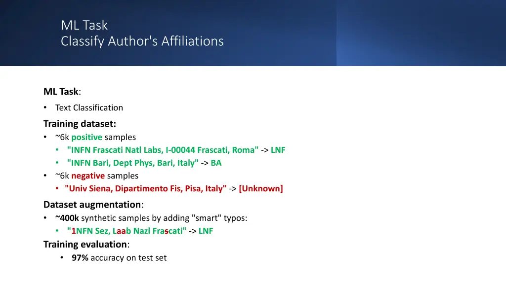 ml task classify author s affiliations