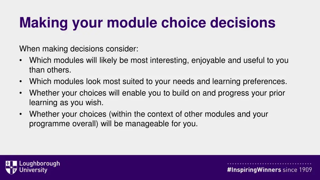 making your module choice decisions