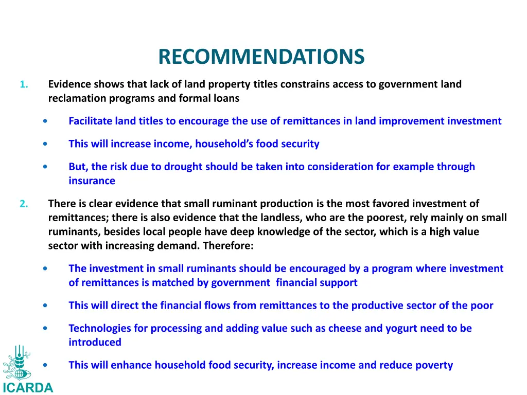recommendations