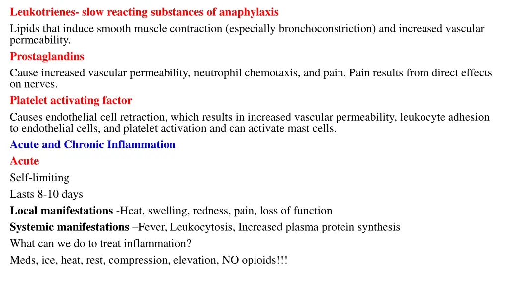 leukotrienes slow reacting substances