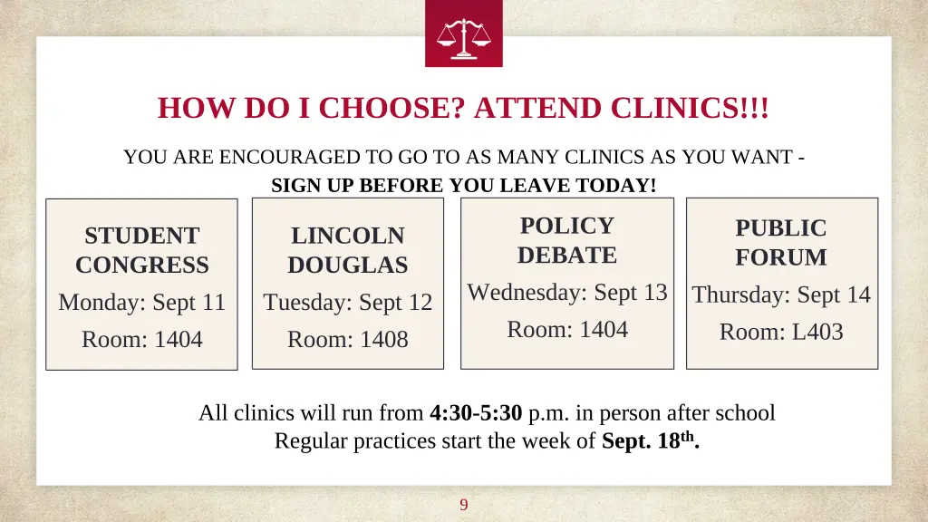 how do i choose attend clinics