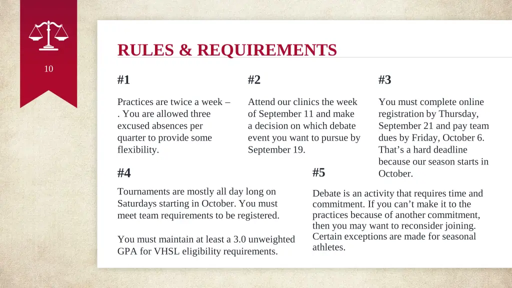 rules requirements