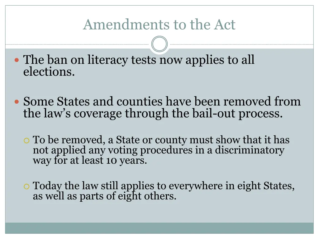 amendments to the act 1