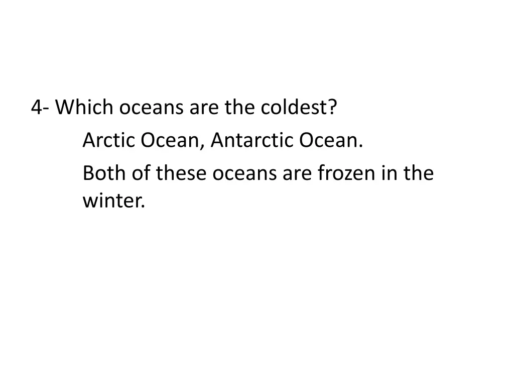 4 which oceans are the coldest arctic ocean