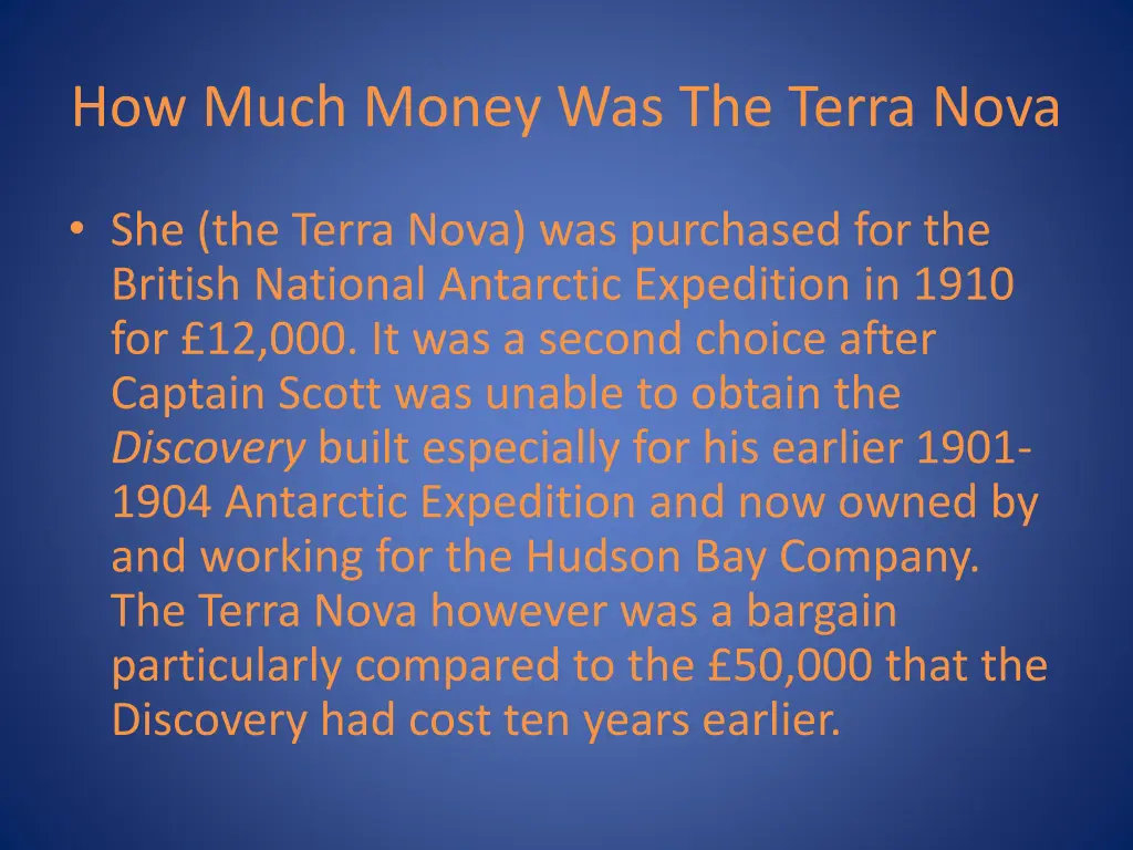 how much money was the terra nova