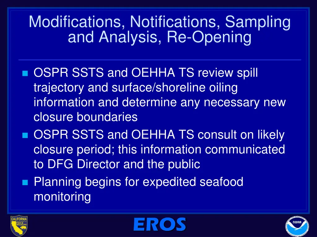 modifications notifications sampling and analysis