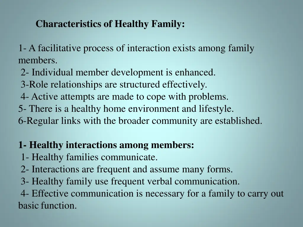characteristics of healthy family