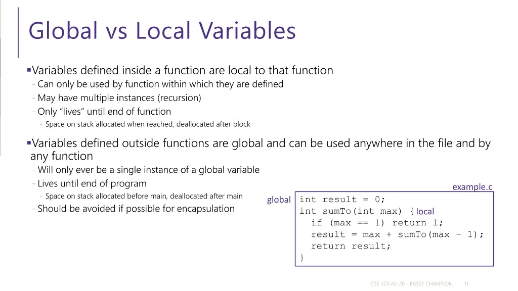 global vs local variables