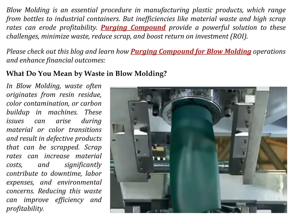 blow molding is an essential procedure
