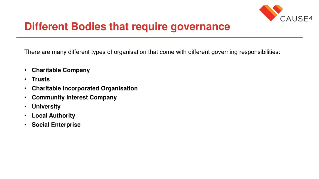 different bodies that require governance