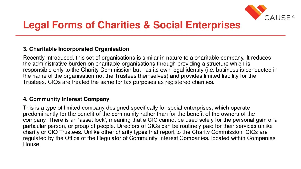legal forms of charities social enterprises 1