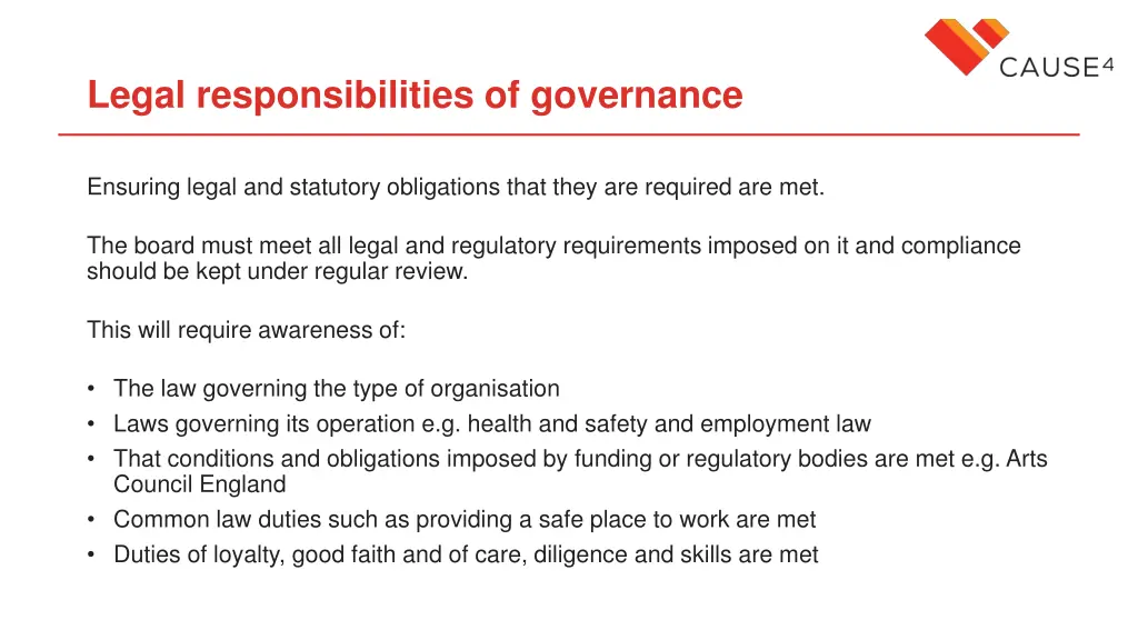 legal responsibilities of governance