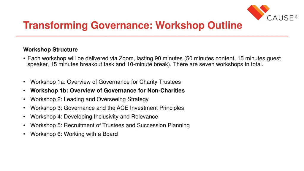 transforming governance workshop outline