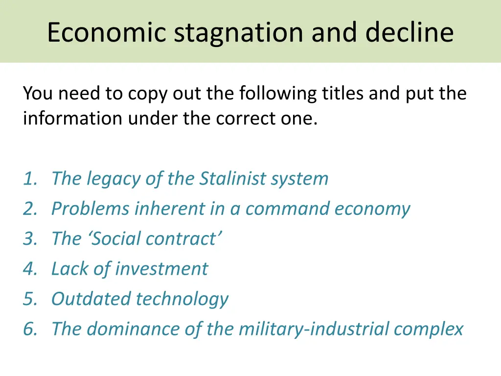 economic stagnation and decline