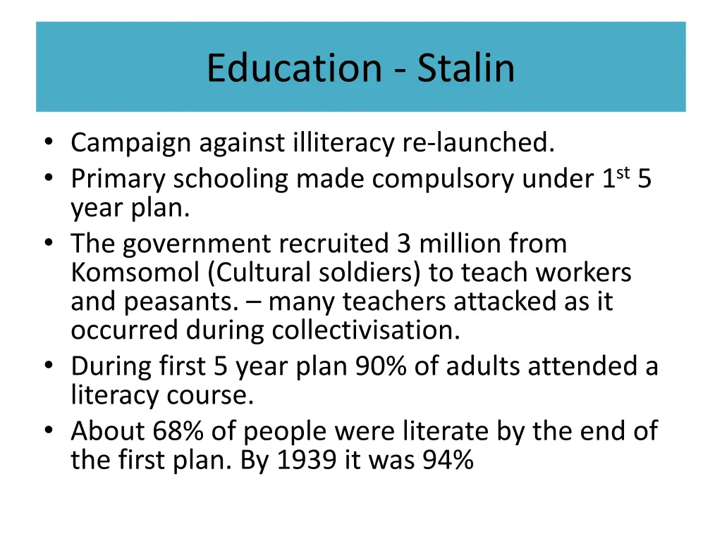 education stalin