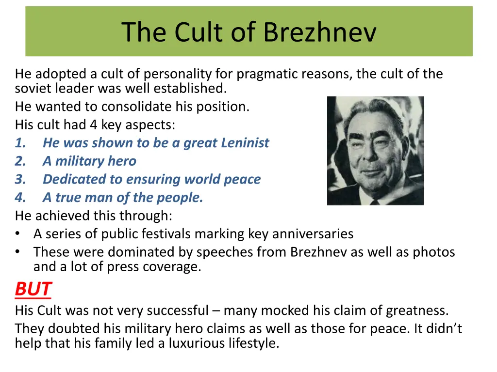 the cult of brezhnev