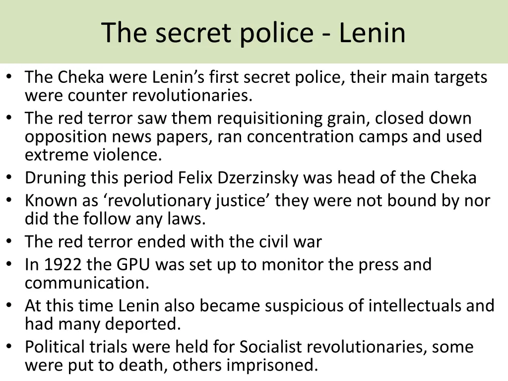 the secret police lenin