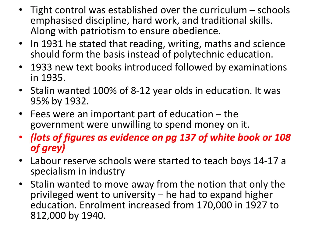 tight control was established over the curriculum