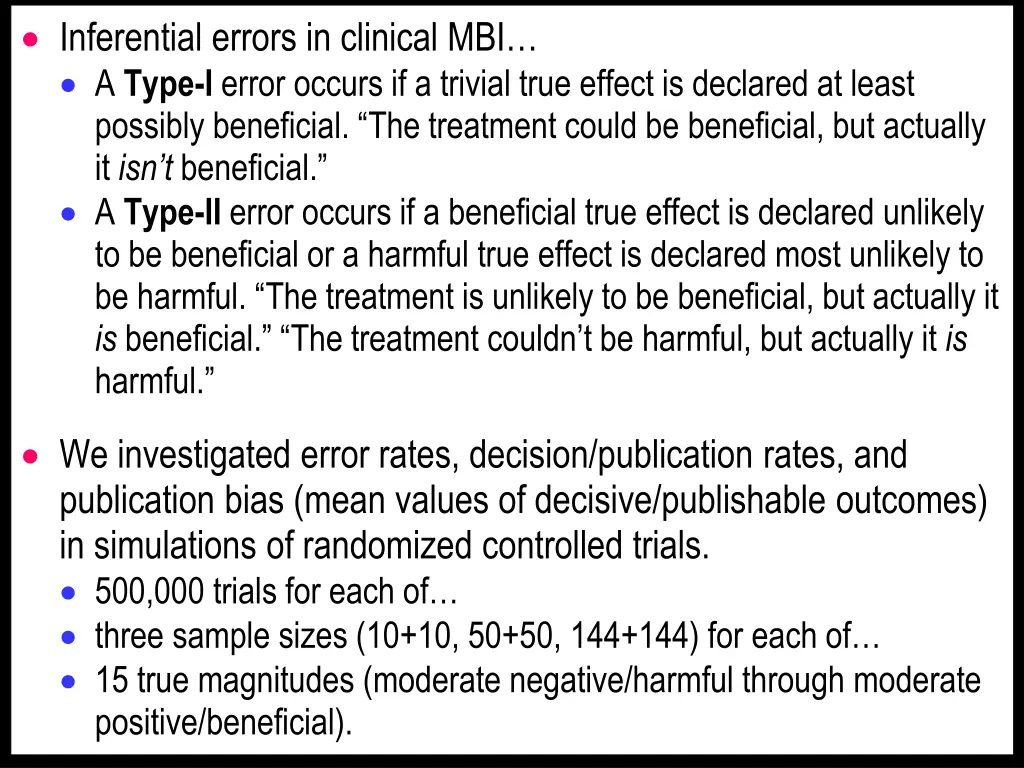 inferential errors in clinical mbi a type i error