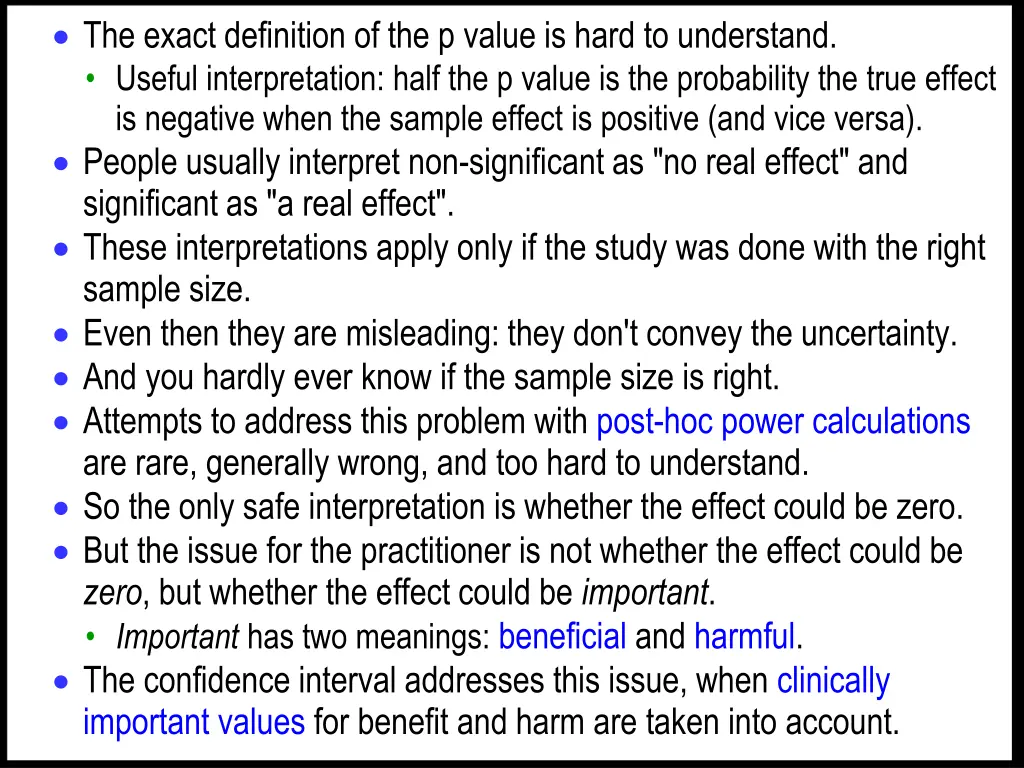 the exact definition of the p value is hard