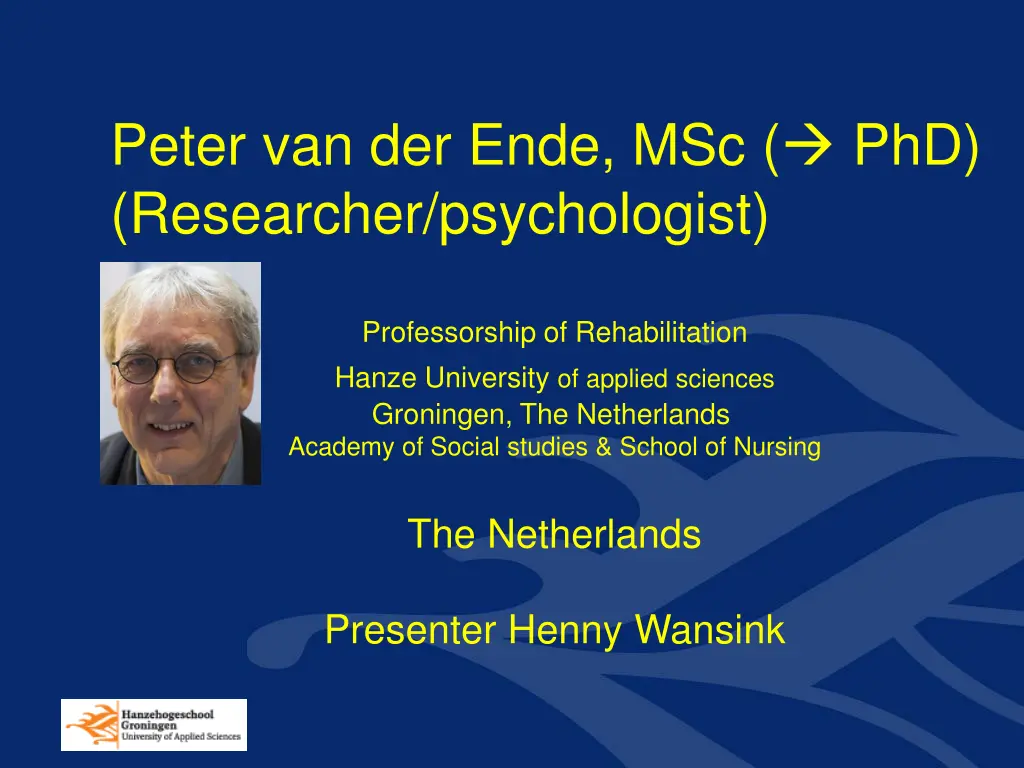 peter van der ende msc phd researcher psychologist