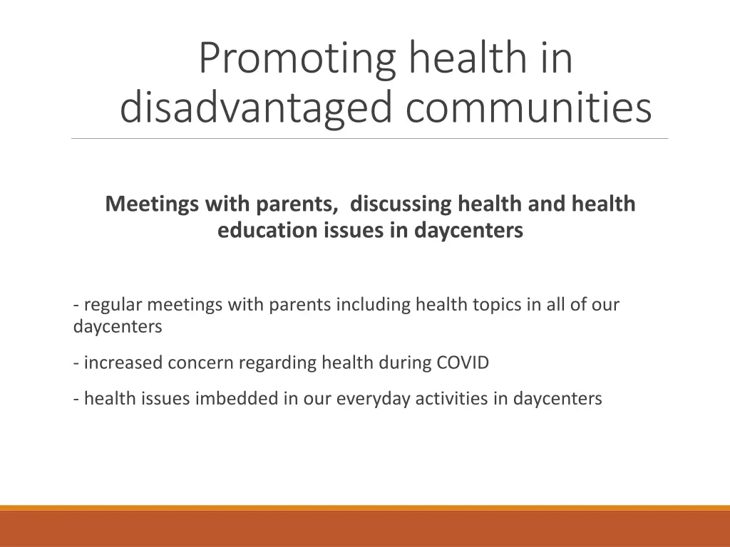 promoting health in disadvantaged communities 1
