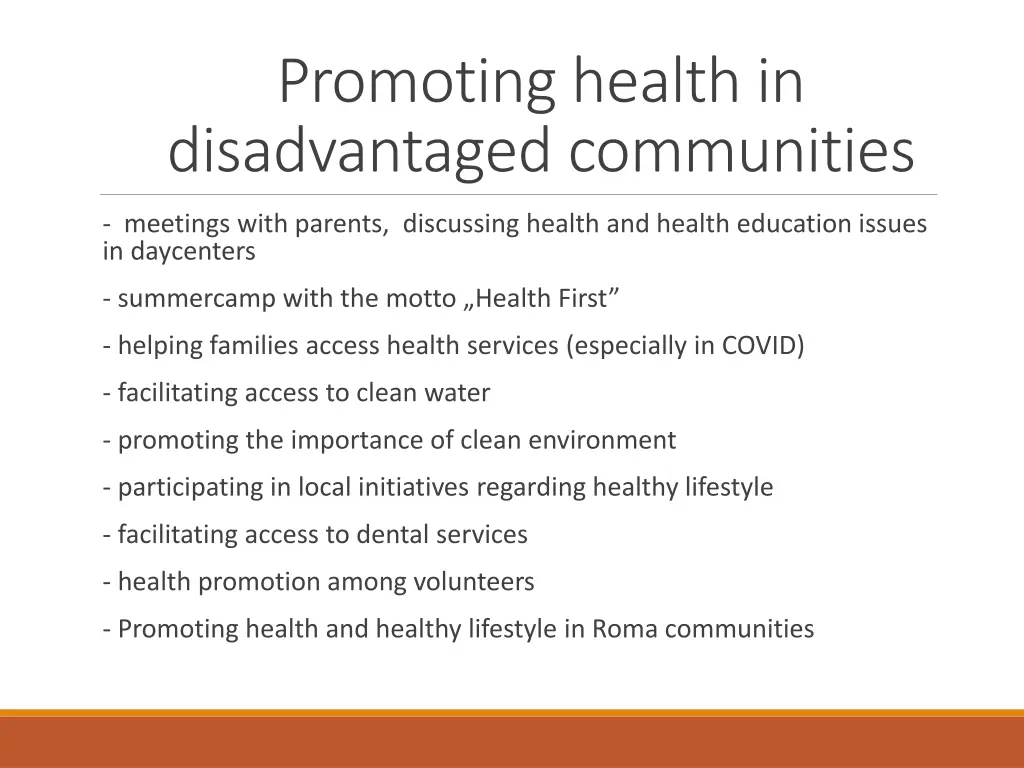 promoting health in disadvantaged communities