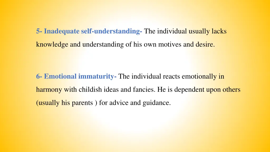 5 inadequate self understanding the individual