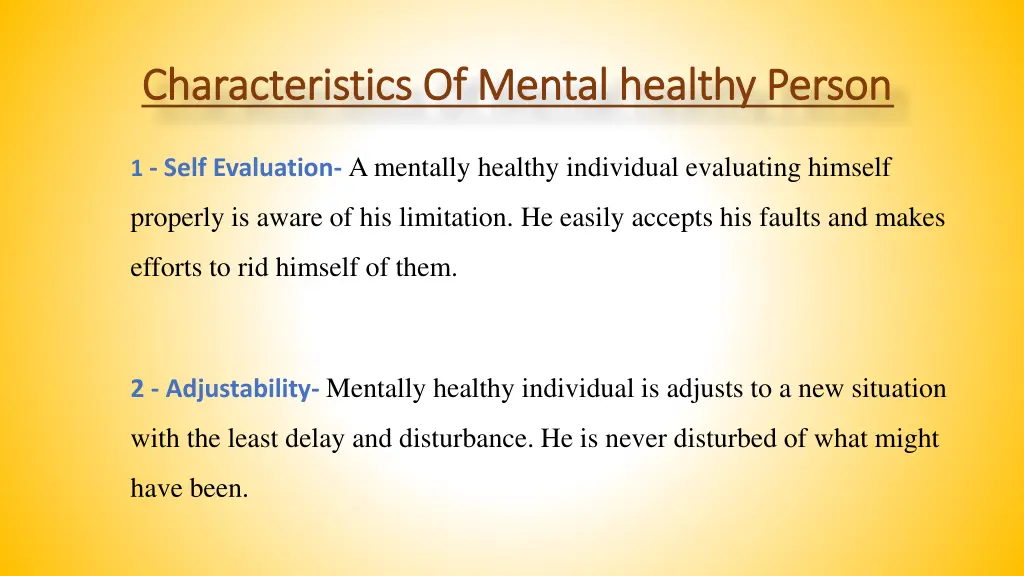 characteristics of mental healthy person