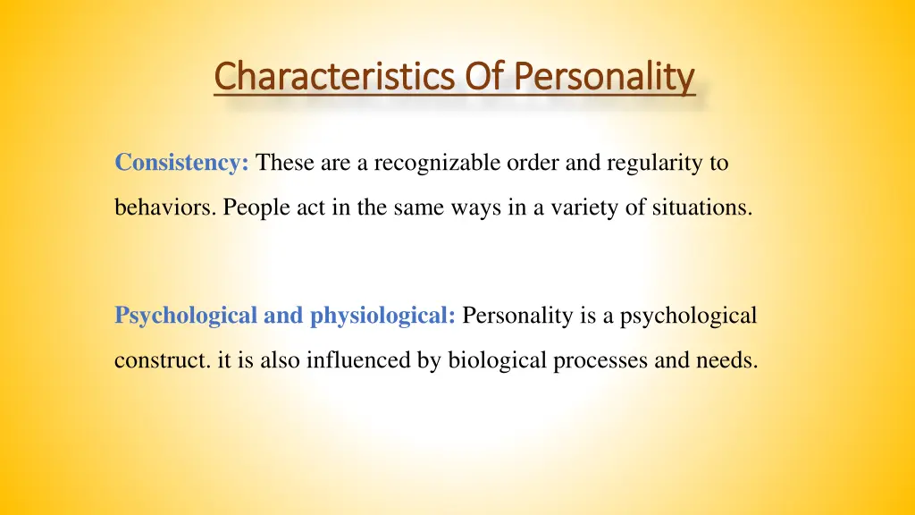 characteristics of personality characteristics