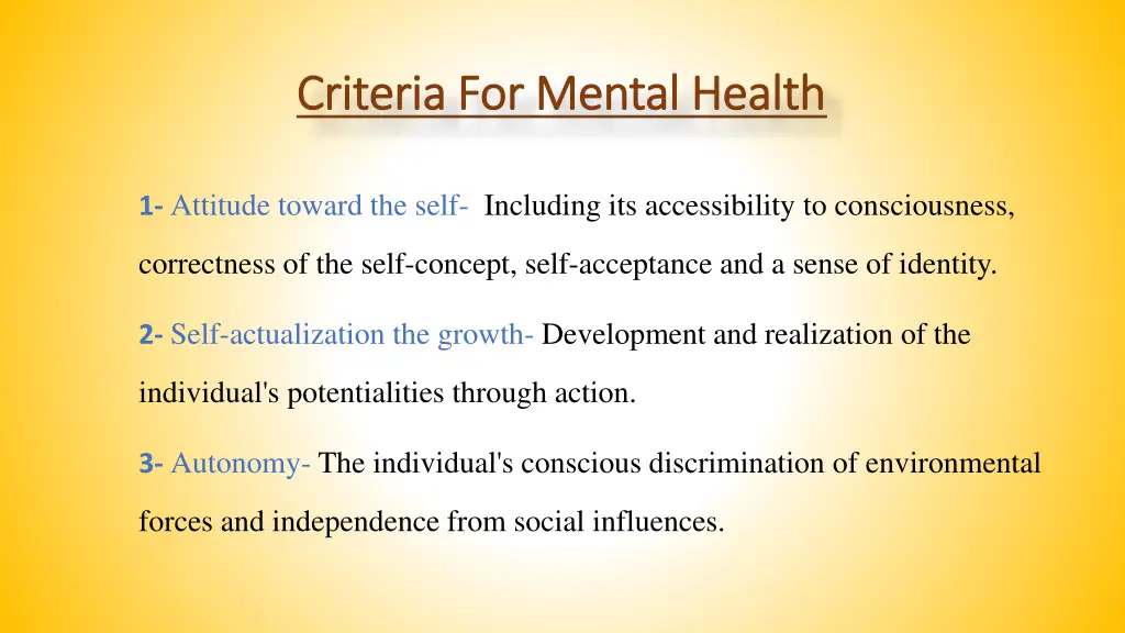 criteria for mental health criteria for mental