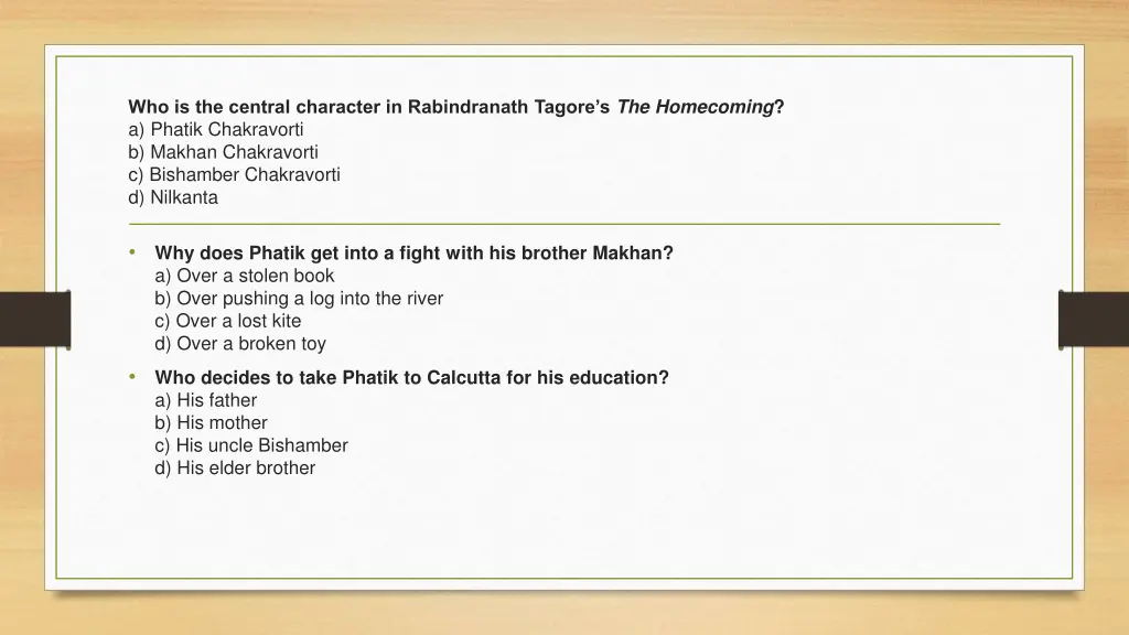 who is the central character in rabindranath