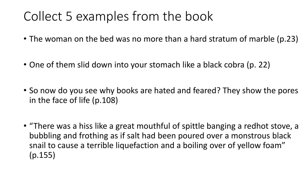 collect 5 examples from the book