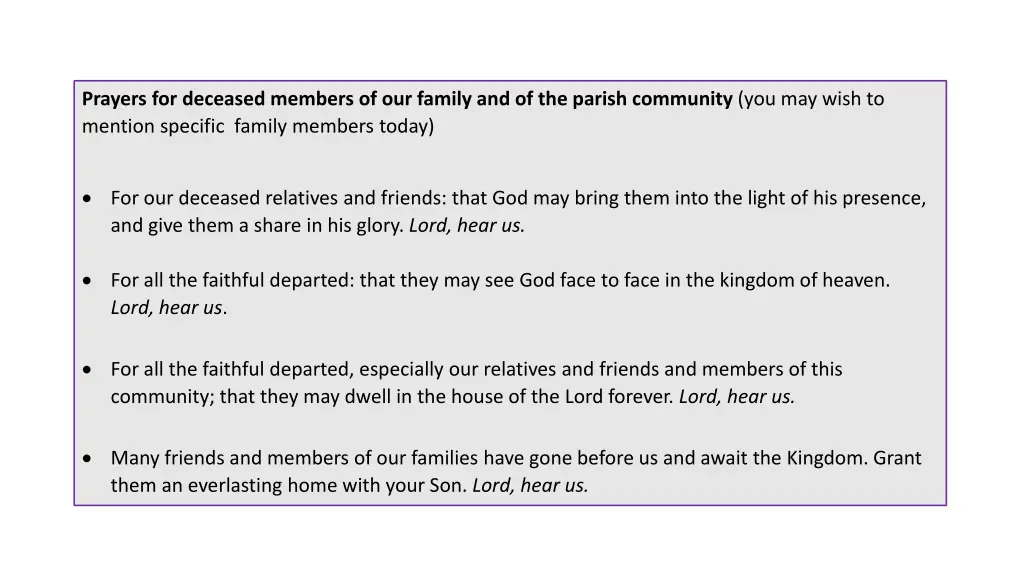 prayers for deceased members of our family