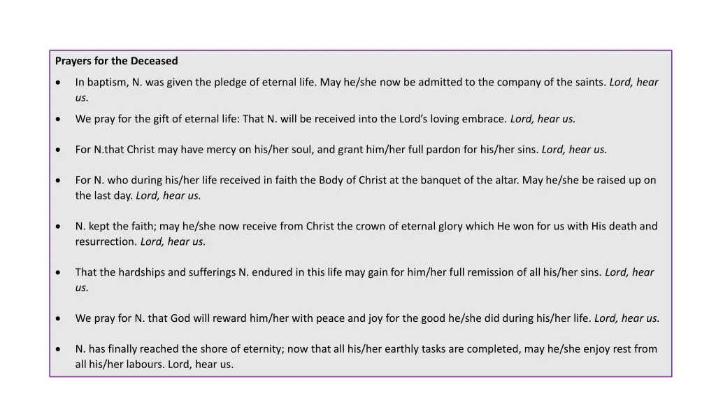 prayers for the deceased