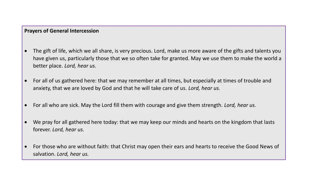 prayers of general intercession