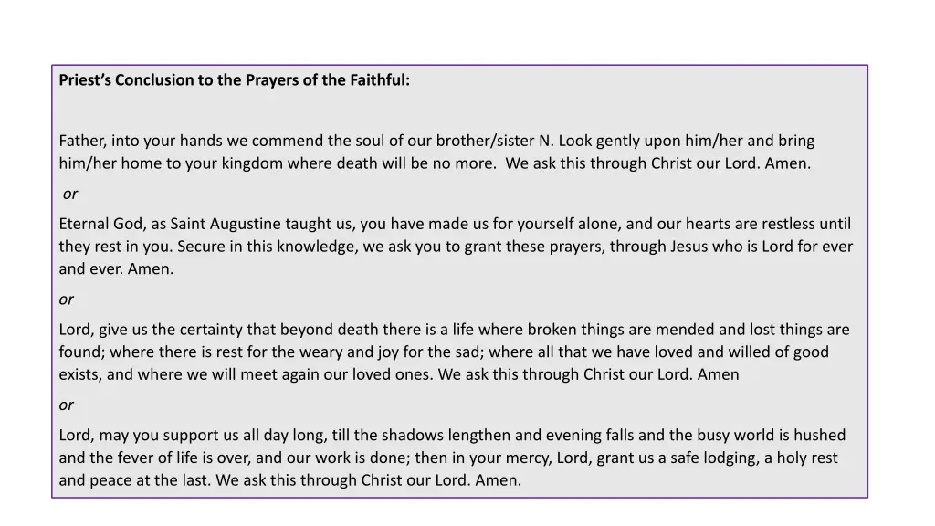 priest s conclusion to the prayers of the faithful