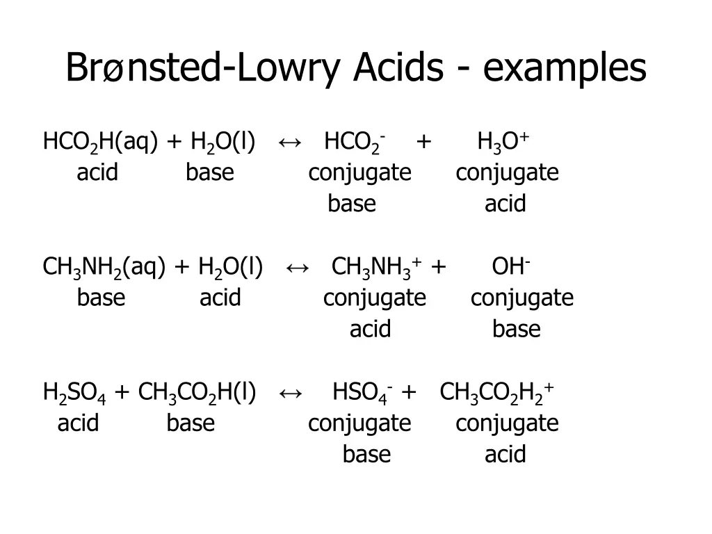br nsted lowry acids examples