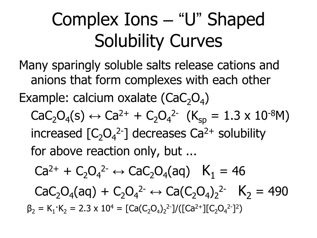 complex ions u shaped solubility curves