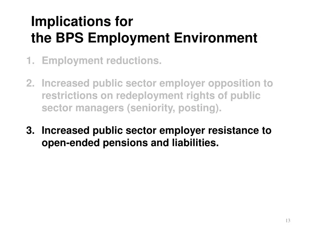 implications for the bps employment environment 2