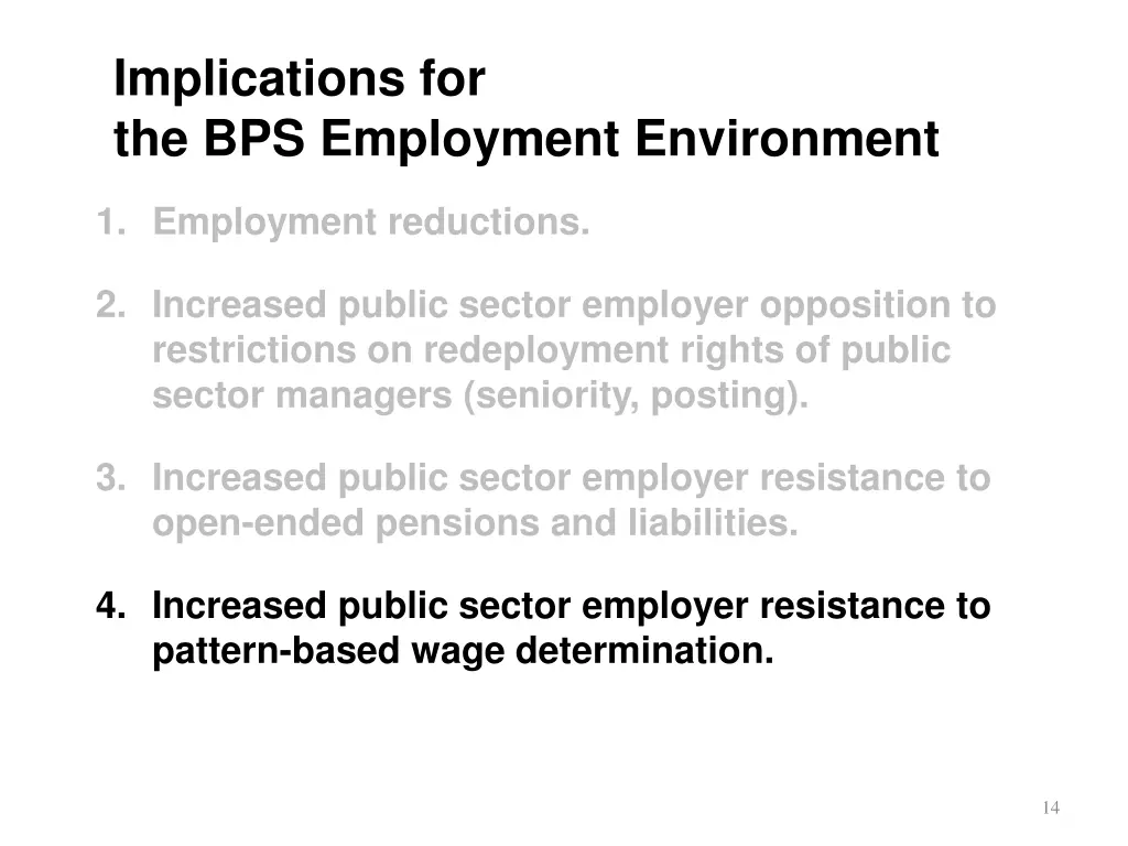 implications for the bps employment environment 3