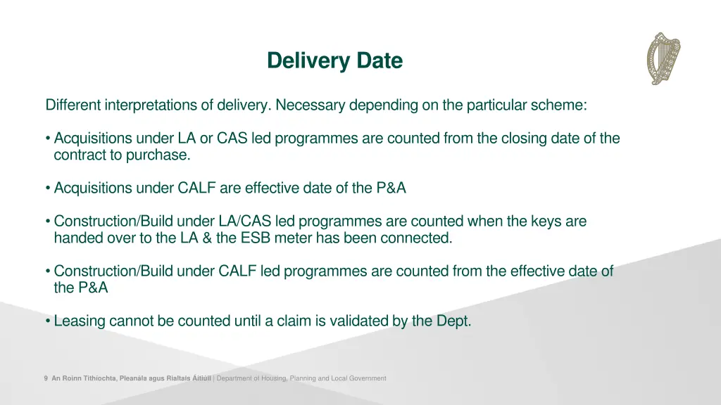 delivery date