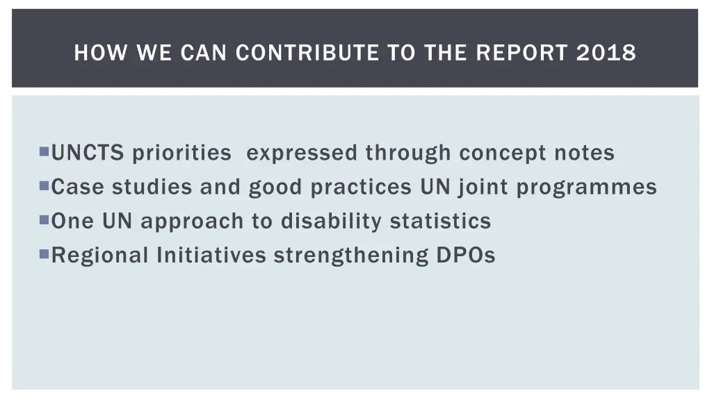 how we can contribute to the report 2018