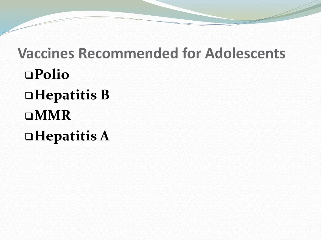vaccines recommended for adolescents