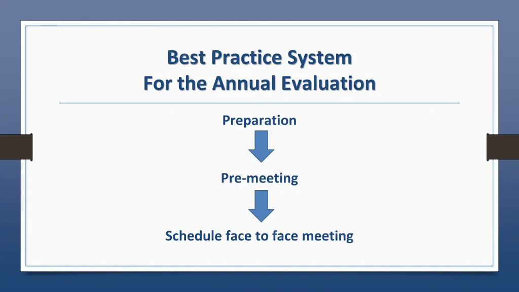 best practice system for the annual evaluation