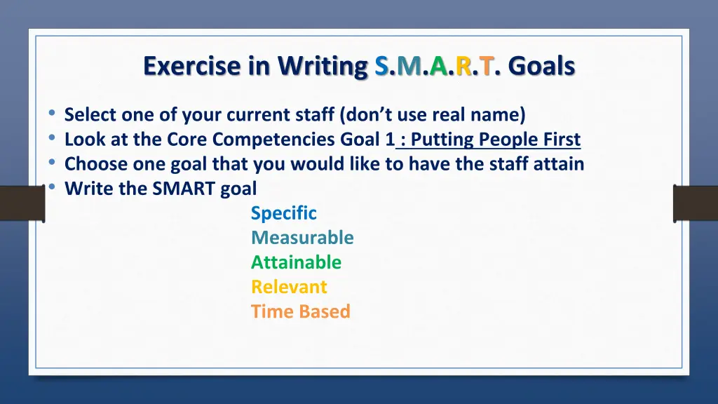 exercise in writing s m a r t goals