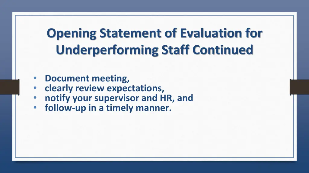 opening statement of evaluation 1