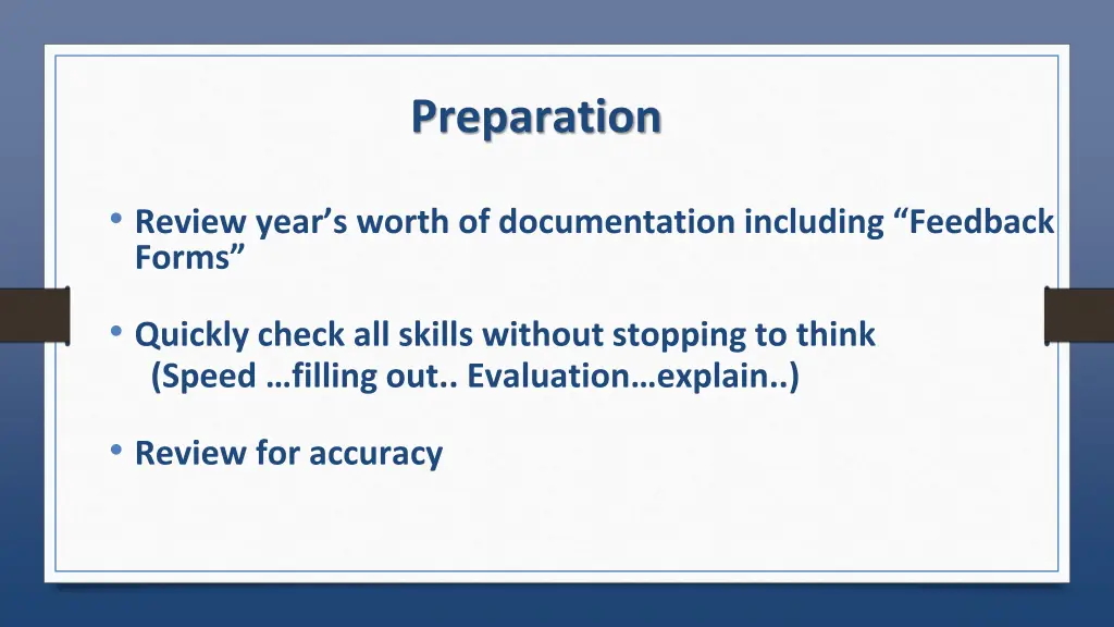 preparation