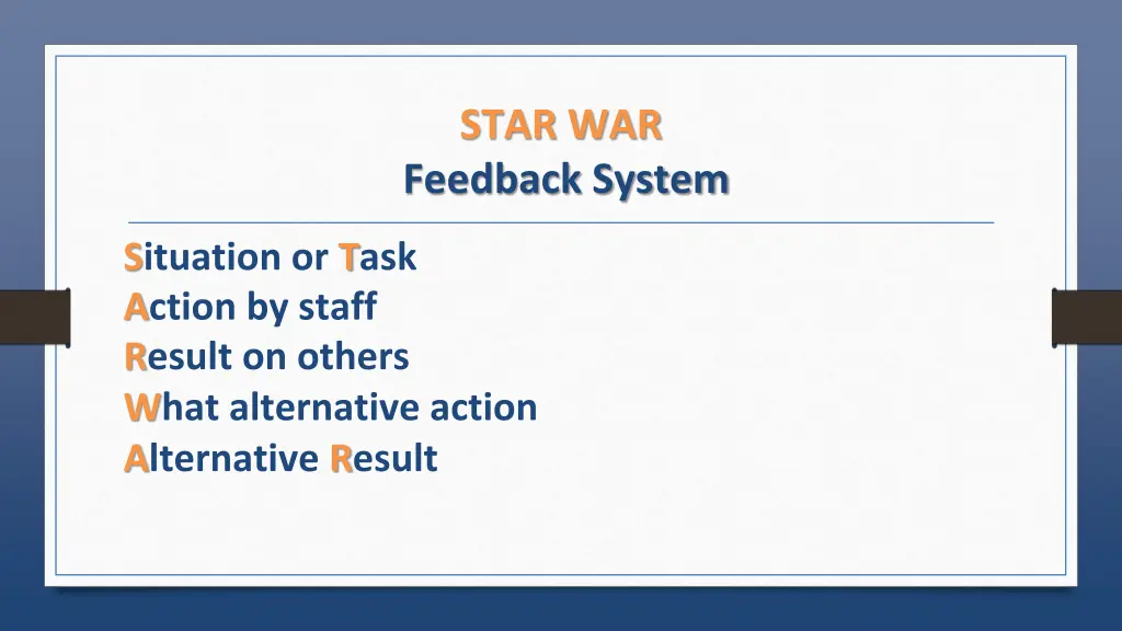 star war feedback system